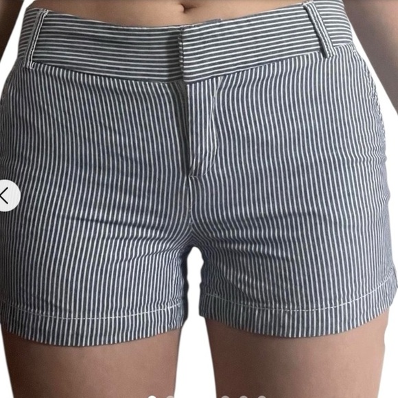 Kenar Blue White Slash Pockets Coastal Nautical Striped Bermuda Shorts Size 10 - Picture 1 of 10